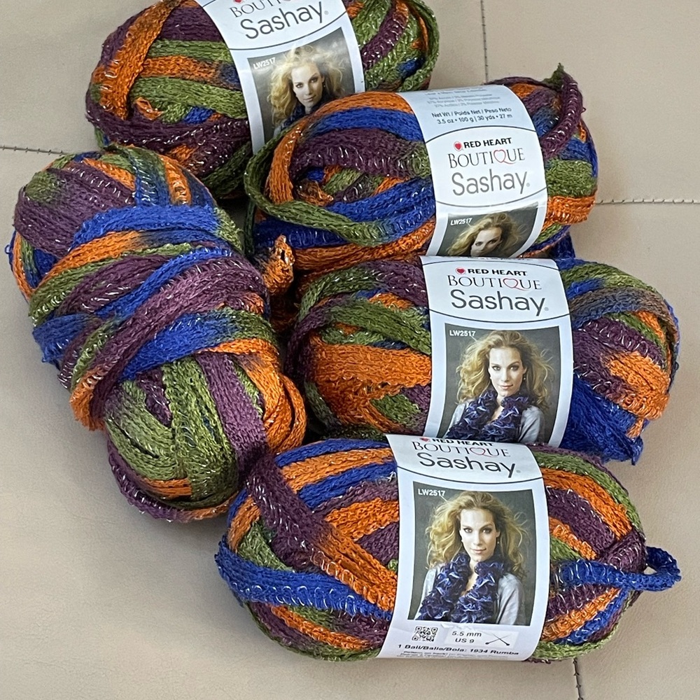 Lot of 5 Skeins of Disco Red Heart Boutique Sashay Yarn 3.5 oz 30 yards,…